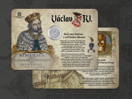 Pražský groš - Václav IV. - numismatická kartička